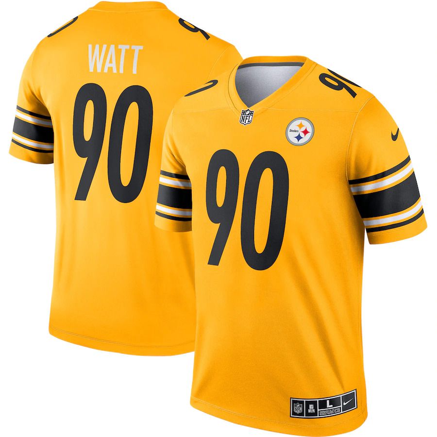 Men Pittsburgh Steelers #90 T.J. Watt Nike Gold Inverted Legend NFL Jersey